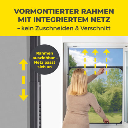 EASYmaxx Moskitonetz Magic Fit mit Rahmen für Fenster, montagefrei, Größe anpassbar