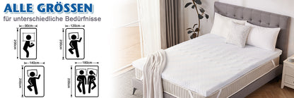 H3 Topper Gel-Memory-Schaum 5-Zonen, Matratzentopper 180/ 160/140/120/90 x 200 cm, 7,5 cm und 5 cm hoch Gel Mattress Topper, mit waschbarer Bezug, 4 Anti-Rutsch-Bändern, Volle Größe Matratze, für Komfort Schlaf,mobel fur zuhause