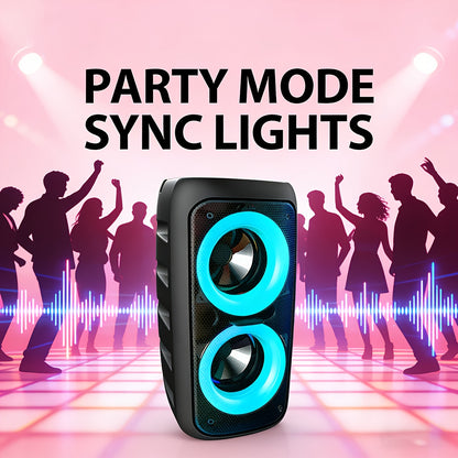 6000W Tragbarer Outdoor-Bluetooth-Lautsprecher mit mehreren Lichteffekten, 360°-Panorama-Sound, immersivem Audio, modischem Design, leichtem Gehäuse, Typ-C-Aufladung, USB/DC-Anschluss, TF-Karte, Mikrofon, Knopf-Lautstärkeregler, ideal für Camping, Wandern