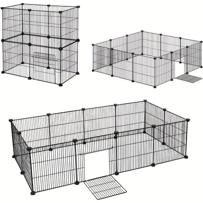 Kompakte Haustierbarriere für Kleintiere - Einfache Selbstinstallation, robuste und erweiterbare Gehege mit Eingang für Innen- und Außenbereich - Ideal für Welpen, Kaninchen, Kätzchen und mehr