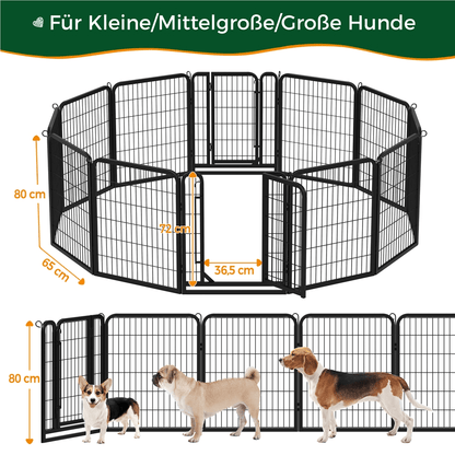 Costoffs 65 cm B × 80 cm H Welpenlaufstall mit Gitterelemente Faltbarer Hundelaufstall Gehege mit Tür & Bodenheringe Innen- & Außenbereich