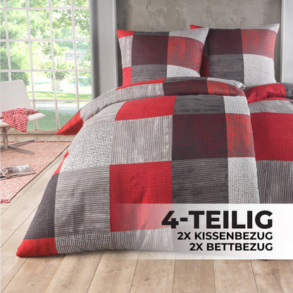 Bettwäsche 135x200 4teilig - Bettwäsche Set Allergiker geeignet - Bettbezug 135 x 200 & Kissenbezug 80x80 | modern & hochwertig
