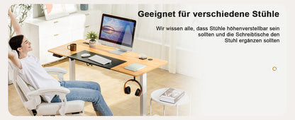 Höhenverstellbarer Schreibtisch mit USB-Buchse und Haken, Elektrisch Verstellbarer Computertisch, Steh-Sitztisch Stehpult Stehschreibtisch