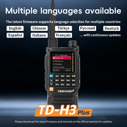 TIDRADIO H3 PLUS Amateurfunk-Handfunkgerät, Langstrecken-Sprechfunkgerät mit AM/FM, Kompatibilität mit kabellosen Kopfhörern, drahtlose Programmierung, wiederaufladbarer Akku, USB-C-Ladung, klare Gesprächsqualität, geeignet für Outdoor-Camping  Jagd