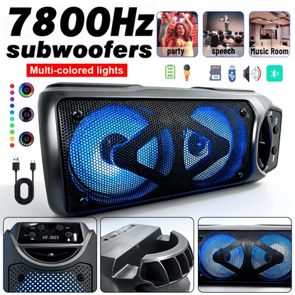 Professioneller Subwoofer-Bluetooth-Lautsprecher, leichtes  tragbares Design, hochdynamische Schallfeldleistung, RGB-Ambient-Beleuchtungseffekt, hervorragende Klangqualität, unverzichtbar für Partys, modisches Audio, USB-Schnittstelle, Karaoke, Partys
