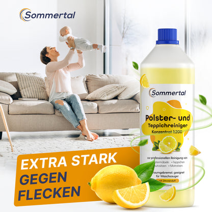 Sommertal Polsterreiniger und Teppichreiniger, 1L Profi Konzentrat, für über 40 Waschvorgänge, geeignet für Sofa, Polster, Auto Sitze, Teppich, Matratze, Waschsauger, Nasssauger & Handwäsche