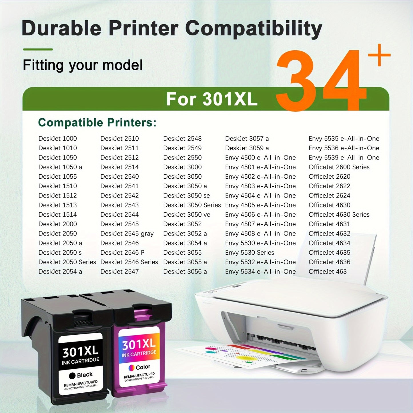 301XL Black & Color Tintenpatronen Replacement Für HP 301XL Works with HP DeskJet 1000 1050 1055 1056 1510 1513 1517 2000 2050 2510 2540 OfficeJet 2620 2622 Envy 4500 4502 5530 5532 Drucker, Multipack