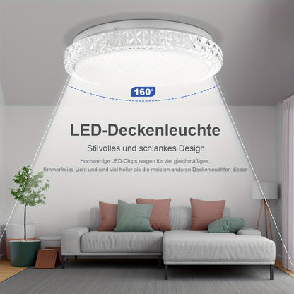 18W 24W 36W 48W Moderne LED Deckenleuchte, 6500K Tageslichtweiß, Metall-Flächenmontage mit Acrylschirm, polierter Abschluss, Schaltersteuerung, fest verdrahtet für Küche, Treppenhaus, Schlafzimmer