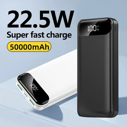 50000mAh Großkapazitäts-Portable Powerbank, USB/Micro/Type-C-Anschluss, LED-Digitalanzeige für Stromverbrauch, Geeignet für Schnellladung von Mobiltelefonen/Android-Elektrogeräten, Abnehmbare Notstrombatterie für den Außenbereich, Sichere Lithium-Batterie