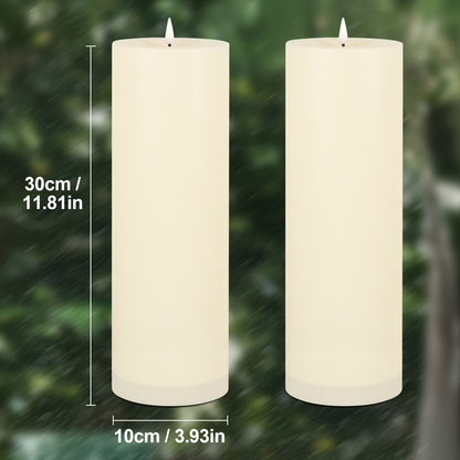 Große Kerzen Lichter 1er Packung oder 2er Packung mit Timer Blinkende LED Flammenlose Kerzen Batteriebetrieben mit Fernbedienung Falsche Säulenkerzen Realistisch für Outdoor Terrasse Veranda Weihnachten Neujahr Dekorationslichter