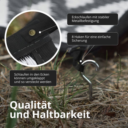 EVOCAMP Großer Outdoor-Teppich mit Tragetasche Picknickdecke für den Outdoor-Bereich, Vorzeltteppich Rasenteppich aus Kunststoff-Fasern, geeignet für Terrasse und Balkon