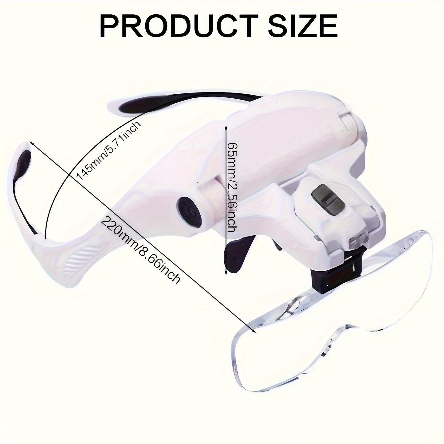 Kopfbefestigte LED-Licht-Lupe + Mini-Klapplupe (2 Stk.) mit austauschbaren Vergrößerungsgläsern 1X, 1.5X, 2X, 2.5X, 3.5X, geeignet für Feinarbeiten im Nahbereich, Lesen, Schnitzen, Malen, Uhrenreparatur, Schweißen (Batterien nicht enthalten)