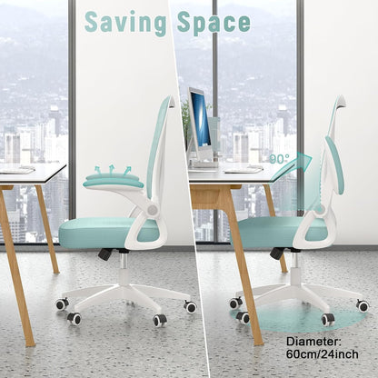 GartistGo Bürostuhl Ergonomischer Schreibtisch mit 90° Flip-up Armlehne Lendenwirbelstütze, höhenverstellbarer Stuhl, Executive Swivel Computer gepolsterte Sitzkissen für Haus/Büro