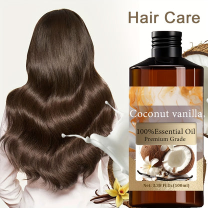 Kokos-Vanille Ätherisches Öl - Extrem Reines, 100% Reines Ätherisches Öl - Feuchtigkeitsspendend, Langanhaltender Duft, Geeignet für Haut, Haare, Nagelpflege, Bad, Unisex - Massageöl