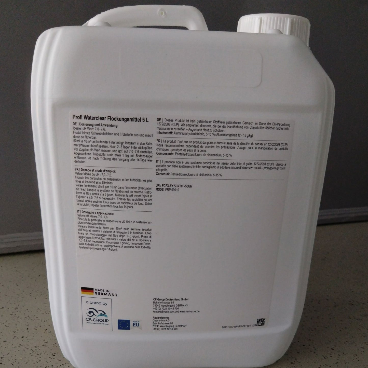 Fresh-Pool Profi Waterclear Flockungsmittel 5 Liter - Flockmittel Pool flüssig | Flockenmittel für Pool | 5l Flockmittel Pool | Flockungsmittel für den Pool