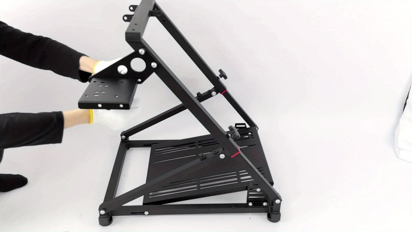 Ein zusammenklappbares Rennrad-Ständer, entwickelt zum Simulieren von Lenkrädern, mit einer dreieckigen Struktur, kompatibel mit Logitech G29, G920, G923, G27, G25 und Thrustmaster Modellen wie T248, T300, TGT, TGT2, TS-PC, TS-XW, T500
