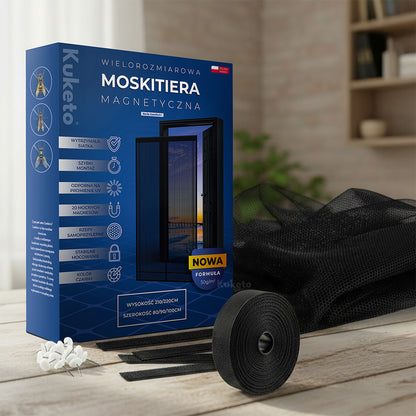 Moskitonetz - Schwarzes magnetisches Moskitonetz für Balkontüren 210/220 x 80/90/100 cm Insektenschutz mit Magneten, Montage auf Haken und Nadeln, Vorhang gegen Mücken, Fliegen, Moskitonetz für Zuhause, Balkon, Terrasse, Eingang, einfache Einstellung, abg