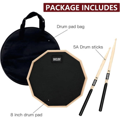 1 Packung 12-Zoll Silent Drum Pad Übungsset mit TPE-Gummioberfläche, Massivholzrahmen, Walnuss-Schlägel und Aufbewahrungstasche, für Anfänger, Heimübungen und leise Proben 30Cm
