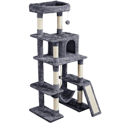 Costoffs Kratzbaum 160cm Stabiler Katzenkratzbaum Katzenbaum mit Katzenhöhlen und Plattformen Spielhaus für Katzen