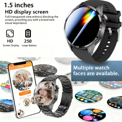 ERUN Smartwatch, 1,83-Zoll HD Touchscreen, kabellose Konnektivität, kompatibel mit iPhone/Android, USB-Aufladung, Computer, Wecker, Smart Armband, Unisex, Fitness Tracker, mit Musiksteuerung, Kamera-Fernbedienung, Anruffunktion, Geschenk Edition (Schwarz)