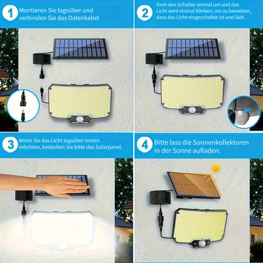/2 Stück/1 Stück LED Bewegungsmelder Solarleuchten, 3 Stück für Bett und Schlafzimmer – Detailansicht 5