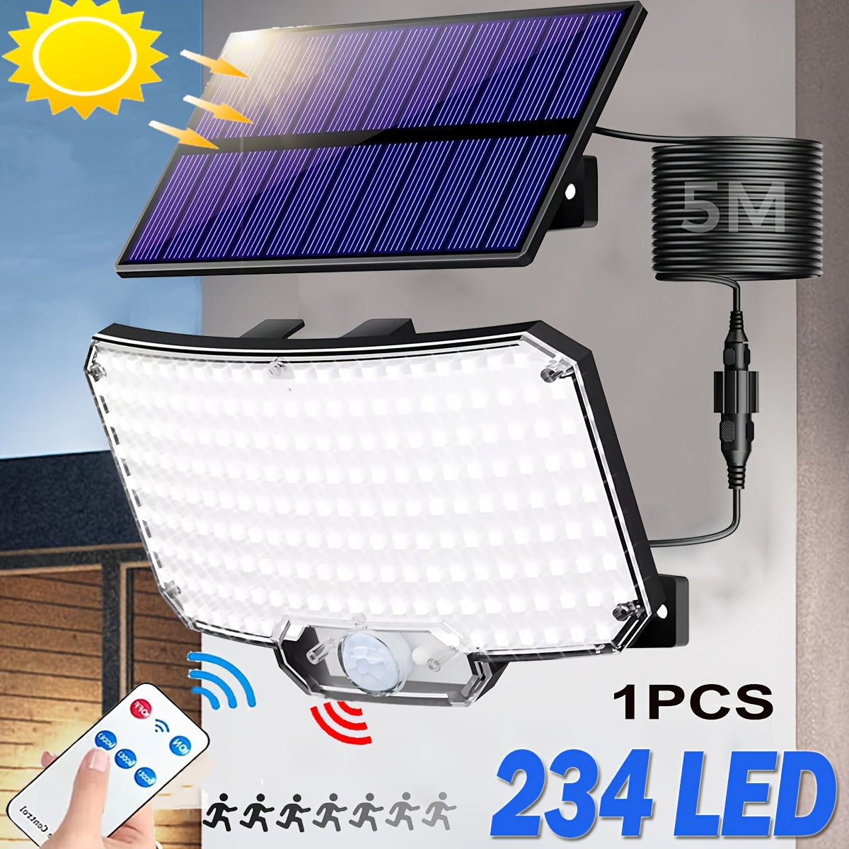/2 Stück/1 Stück LED Bewegungsmelder Solarleuchten, 3St für Schlafzimmer – Detailansicht 7