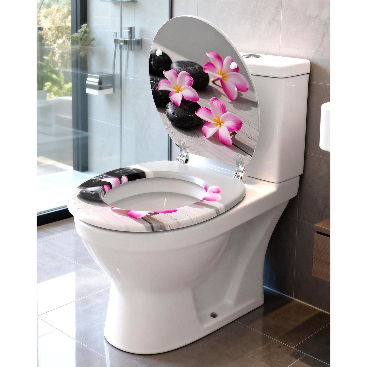 WC-Sitz mit Absenkautomatik, Toilettendeckel O-Form in Viele Motiven Klodeckel Einfache Montage, Leicht zu Reinigen, ca. 46 x 37cm