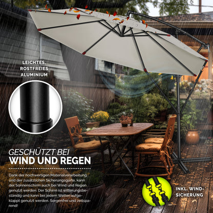 tillvex® Sonnenschirm Alu + Abdeckung + Windschutz Ø 300 cm mit Kurbel Ampelschirm Groß mit Ständer & Windschutz Gartenschirm UV-Schutz Aluminium Kurbelschirm Marktschirm wasserdicht 360° drehbar Terrasse Garten Balkon