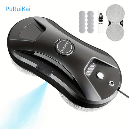 PuRuiKai 11 Lokales Lager Smart Fensterputzroboter, Automatischer Sprüh-Wasser-Fernbedienungs-Glasputzroboter, Geeignet für Zuhause, Büro, Hochhäuser, Halloween, Weihnachtsgeschenk