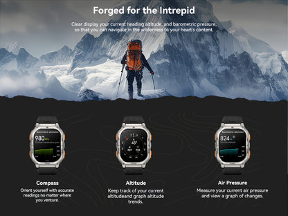 KOSPET TANK M3Ultra GPS Smartwatch für Herren mit Kompass, Höhenmesser, Luftdruck, 6 Satelliten-Positionierungssystemen, 480 mAh, 60 Tage extra lange Akkulaufzeit, Edelstahlgehäuse, robuste Smartwatches, drahtloser Anruf, 5ATM IP69K, 3,63 cm AMOLED Always
