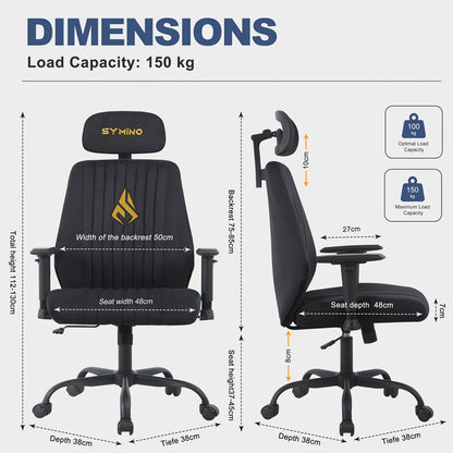Symino Luxus Bürostuhl Ergonomischer Gaming Stuhl mit Schaukelfunktion und höhenverstellbarem Drehstuhl Gewichtskapazität: 150Kg Erhältlich in Natur- oder Kunstfell