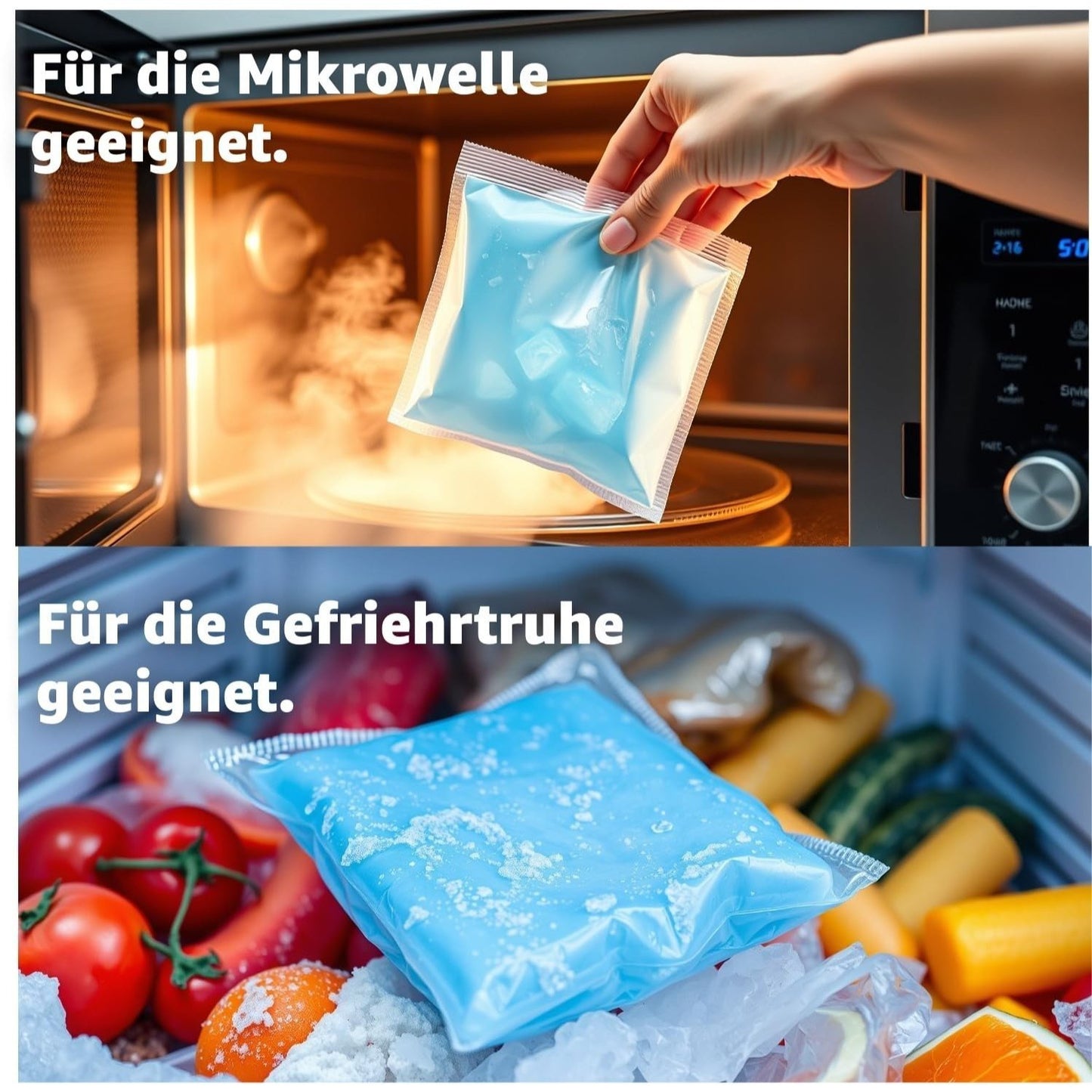 TK 2x Kalt Warm Kompressen blau - MADE IN GERMANY - Kühlpads Set 29x12 cm - Vielseitige Kühl- und Warmkissen, Gelkissen