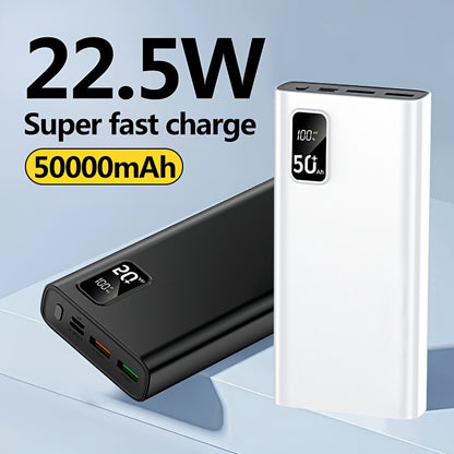 Großes Kapazitäts-Schnellladegerät mit 50.000 mAh, LED-Akku-Anzeige, Typ-C Zwei-Wege-Schnellladung, Fünf Ausgänge und zwei Eingänge, Geeignet für das Laden von iPhone/Android-Elektronikgeräten, Notfall-Stromversorgungs-Batteriepack für den Außenbereich