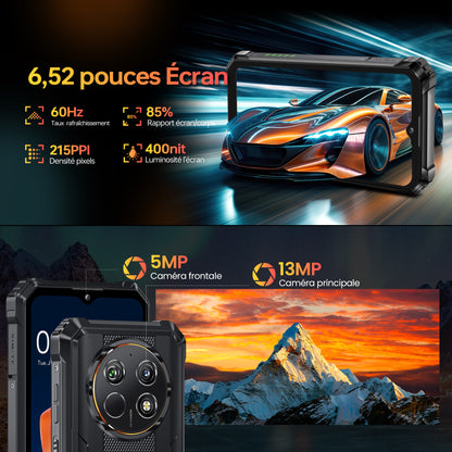 OUKITEL WP28E (2024) Handy – 16 GB RAM + 64 GB ROM (TF 1 TB), Android 14, 10600 mAh, 6,52 HD-Zoll, 13 MP + 5 MP Kamera, 4G Dual-SIM/OTG/IP68/IP69K/GPS/NFC