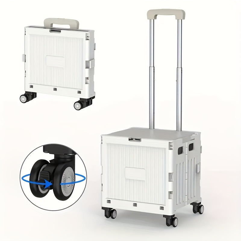 Hochbelastbarer Transportwagen, faltbarer Einkaufswagen auf Rädern | mit Deckel, klappbar, 360° drehbar & Teleskopgriff | für Camping, Einkaufen, Umzug, Schwarz