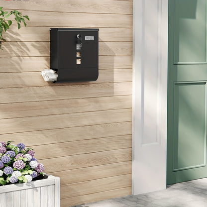 Einzelne Briefkasten mit Fach für Zeitungen, transparente Sichtfenster, Namensschild, sicherer Verschlussmechanismus, für Wandmontage konzipiert, mit zwei Schlüsseln, modernes Design, Abmessungen 33,5 x 30 x 9,5 cm