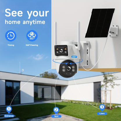8MP Außenkamera mit Dual-Linsen, WiFi, 360°-Blickwinkel, Vollfarb-Nachtsicht, Zwei-Wege-Audio, PIR-Bewegungserkennung, Alarm-Push-Benachrichtigungen – Geeignet für Geschäfts-Überwachungssysteme