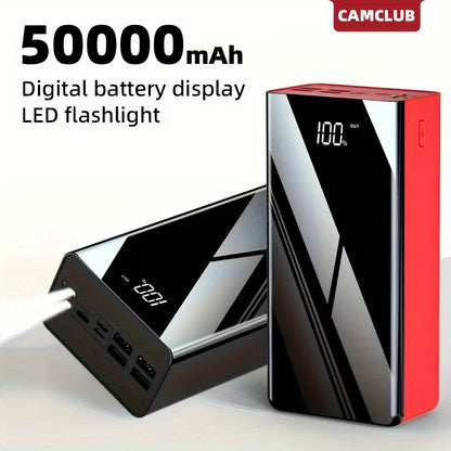 50000mAh extra große Kapazität, schnelles USB-Ladegerät mit LED-Display, Taschenlampe  Notstromreserve – Outdoor-Campinglampe für iPhone, Android  digitale Geräte, Weihnachtsgeschenk