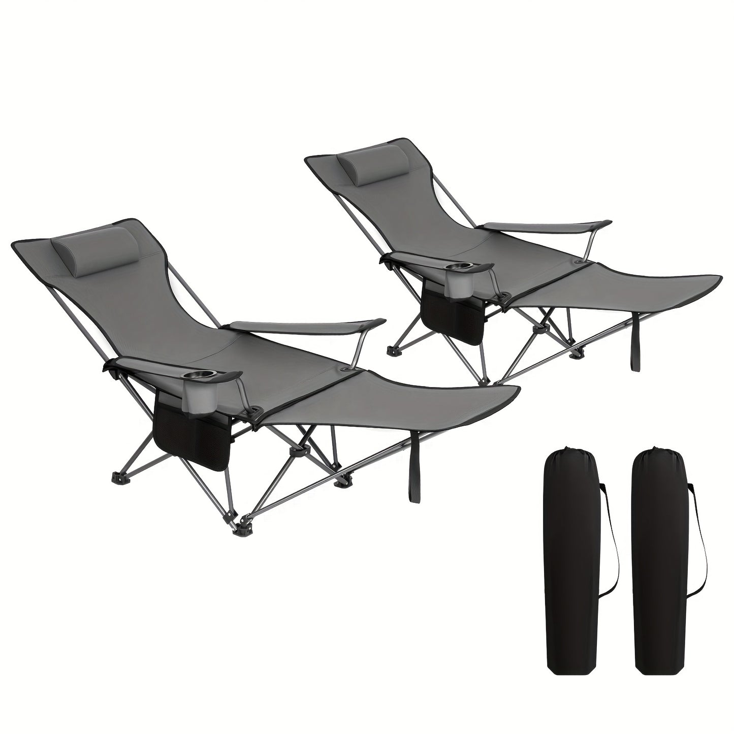 1 Stück/2 Stücke Lounge-Stuhl, Camping-Stuhl, Klappbarer Anglerstuhl, Verstellbarer Und Abnehmbarer Rücken, Fußpedal, Becherhalter, Aufbewahrungstasche, Sonnenstuhl, Langlebig, Geeignet Für Wildfischerei Im Freien, Innenhof-Schwimmbad, Strand, Urlaub Am M