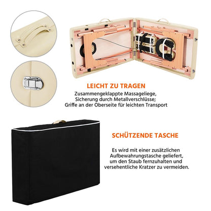 Costoffs Massageliege mit 2-Zonen Höhenverstellbare Massagebank Faltbarer Massagetisch Massagebett inkl. Kopfstütze & Armlehnen