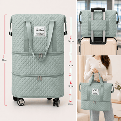 Erweiterbare Reisetasche mit großem Fassungsvermögen, faltbares Rollgepäck als Handgepäck, mehrschichtiges Handgepäck zur Trennung von trockenen und nassen Gegenständen, Tasche für kurze Geschäftsreisen