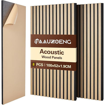 Akustikpaneele Selbstklebend 2 Stück 4 Stück 6 Stück 8 Stück Set 100X52Cm, Schallschutz Echo Reduzierung Wandpaneele aus Holzverkleidung - Akustikpaneele Holz für Wanddekoration Wohnzimmer, Büro & Home Office