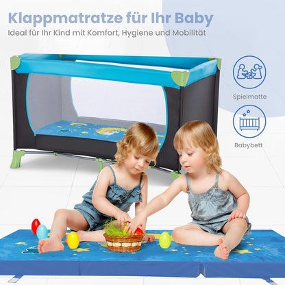 Goliez® Klappmatratze, Kinder klappmatratze, Reisebettmatratze, Kindermatratze,Schlafmatte für Kleinkinder, Faltbare Matratze, Gästematratze für Kinder, Blau
