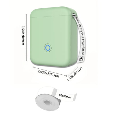 Tintenloser Etikettendrucker - Tragbarer kabelloser Etikettendrucker mit 6 Rollen Etikettenpapier (12 x 40 mm). Geeignet für Büros, Küchen zu Hause und Schulen. Ein Mini-Etikettendrucker, kompatibel mit iOS und Android.