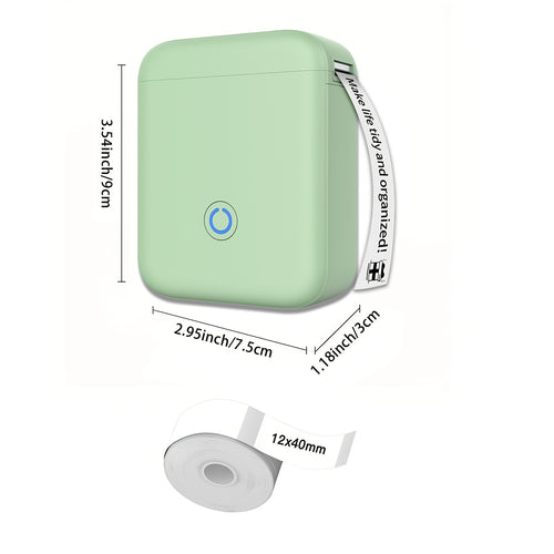 Tintenloser Etikettendrucker - Tragbarer kabelloser Etikettendrucker mit 6 Rollen Etikettenpapier (12 x 40 mm). Geeignet für Büros, Küchen zu Hause und Schulen. Ein Mini-Etikettendrucker, kompatibel mit iOS und Android.