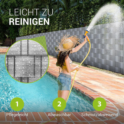 PVC Sichtschutzstreifen Doppelstabmatten Zaun 4er Set - 4 Rollen á 35m x 19cm - 120 Befestigungsclips - Zaunfolie Sichtschutz Windschutz - anthrazit