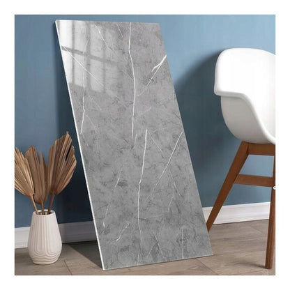 Selbstklebende PVC-Fliesen in Marmor-Optik, weiß, 10 Stück, 60×30 cm – starke, wasserdichte, glänzende Wandpaneele, schnelle Klebeharz-freie Installation, für Küche, Badezimmer, Flur, 1,8 m²