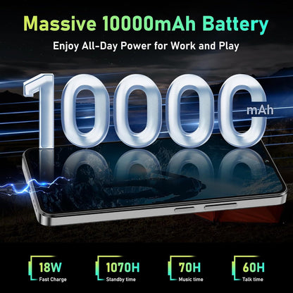 OUKITEL C59 Android Handy, 10000mAh Akku-Smartphone, 6.88" HD+ Entsperrter Mobiltelefon mit 120LM, 16GB(4+12)+128GB/TF 1TB Entsperrter Mobiltelefon, 13MP Kamera, 4G Dual-SIM/Face ID/Fingerabdruck/GPS/Naht
