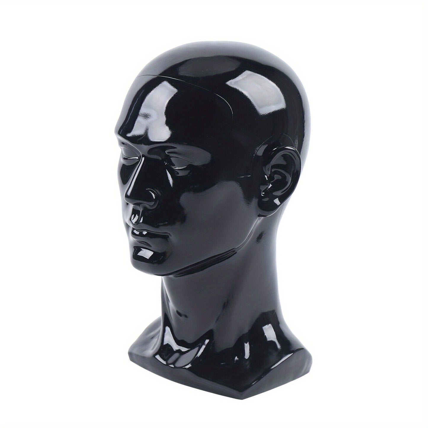 Kopf PVC Mannequin Kopf Mannequin Kopf Display Kopf für Perücken, Helme, Hüte und Schmuck Schwarzes Ladenfenster Kopf Männlich, Mannequin Kopf, Männliches Modellkopf PVC 50 cm Mannequin Kopf für Perücken, Hüte, Turbans, Halstücher und Haarbänder (Schwarz)