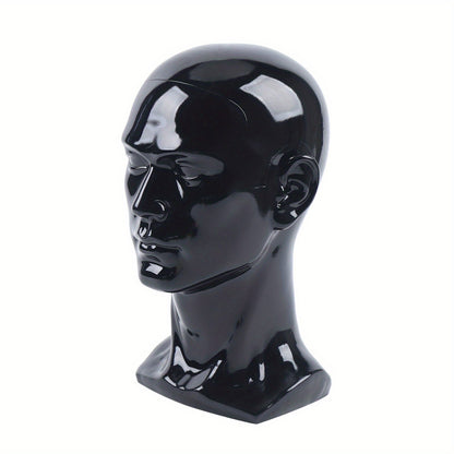 Kopf PVC Mannequin Kopf Mannequin Kopf Display Kopf für Perücken, Helme, Hüte und Schmuck Schwarzes Ladenfenster Kopf Männlich, Mannequin Kopf, Männliches Modellkopf PVC 50 cm Mannequin Kopf für Perücken, Hüte, Turbans, Halstücher und Haarbänder (Schwarz)